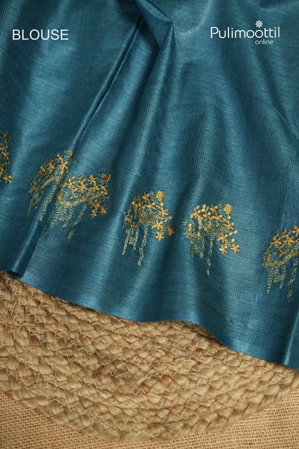 Dark Sky Blue Colour Tussar Silk Saree
