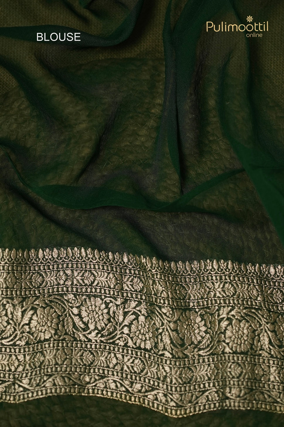 Bottle Green Banarasi Saree