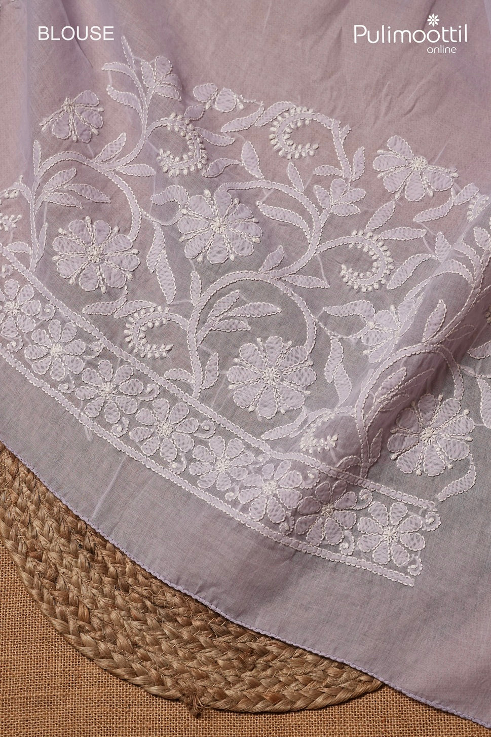 Lavender Colour Chikankari Cotton Saree