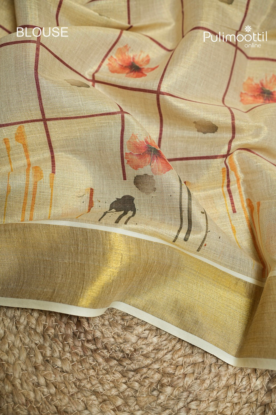 Kerala Traditional Golden Tissue Set Saree