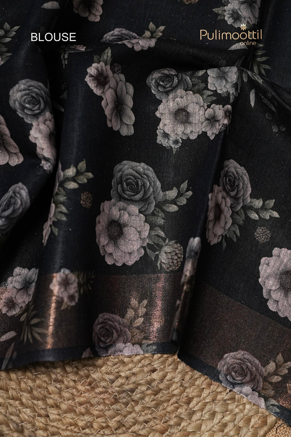 Black Colour Jute Silk Saree