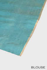 Teal blue color pure Tusser silk saree .