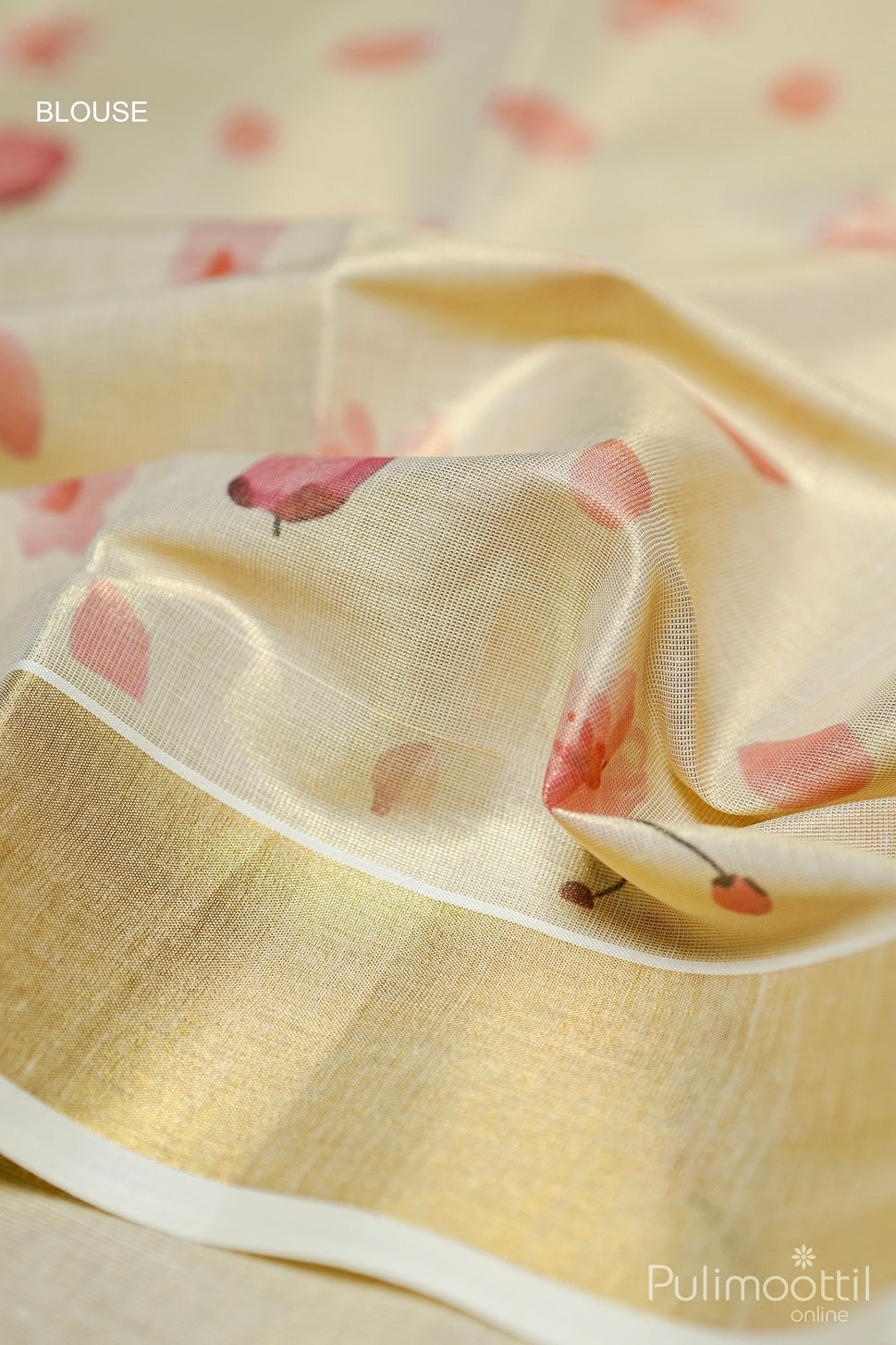 Kerala Golden Tissue Printed Set Saree.