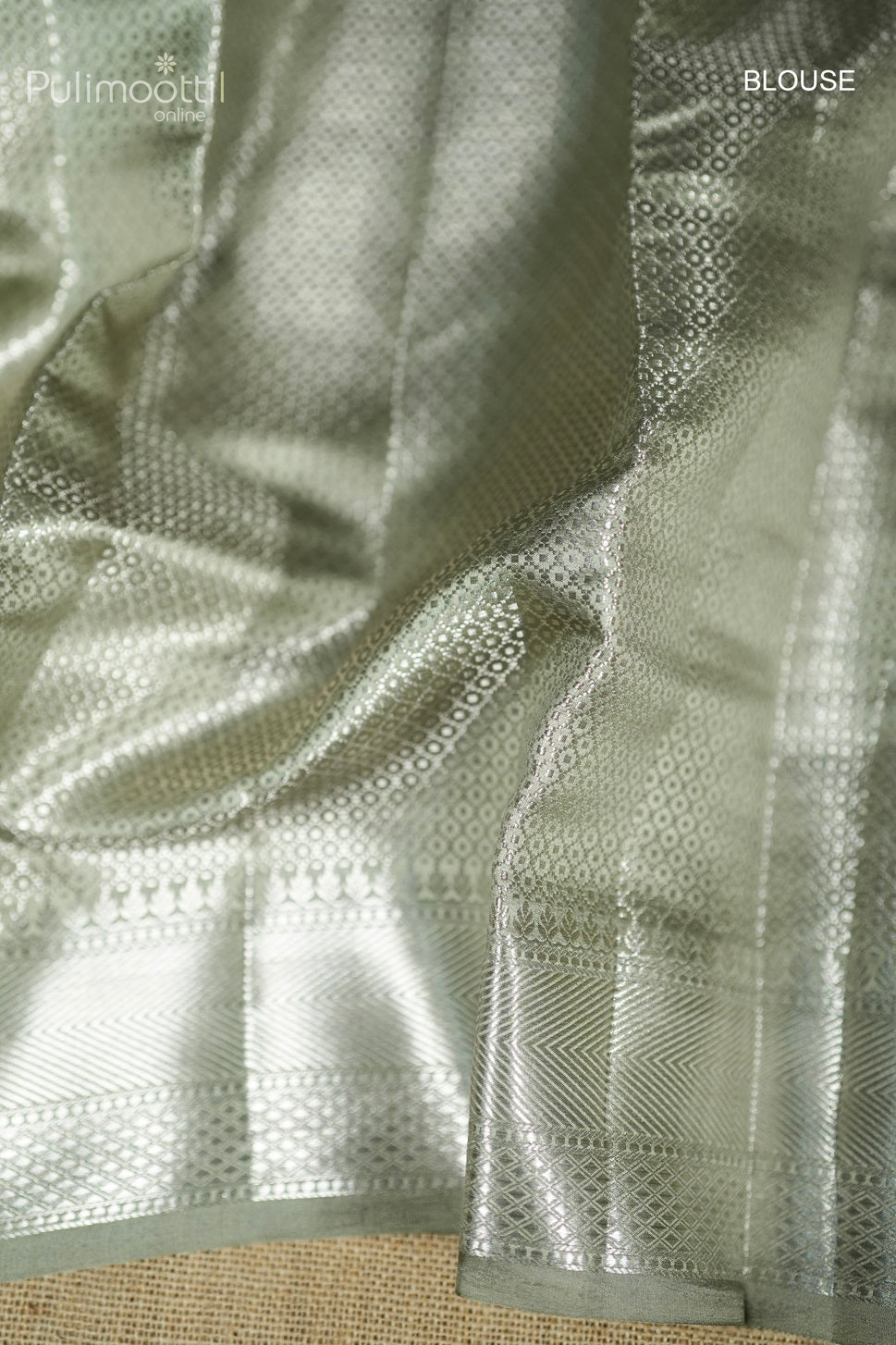Pastel Olive Green Colour Chiniya Silk Saree