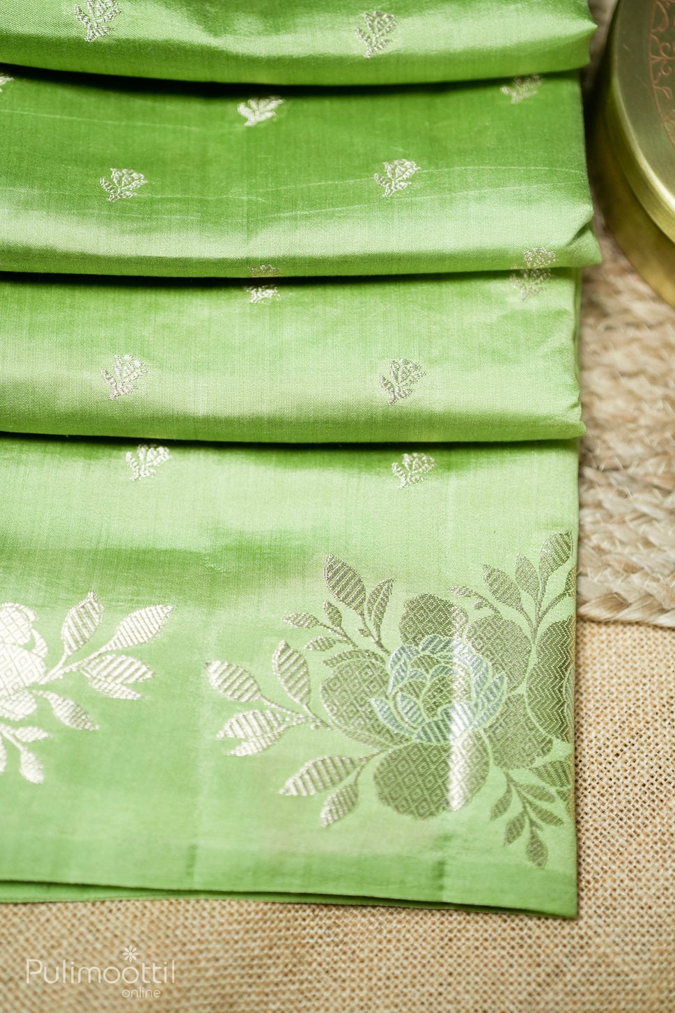 Light Green Colour Chiniya Silk Saree.