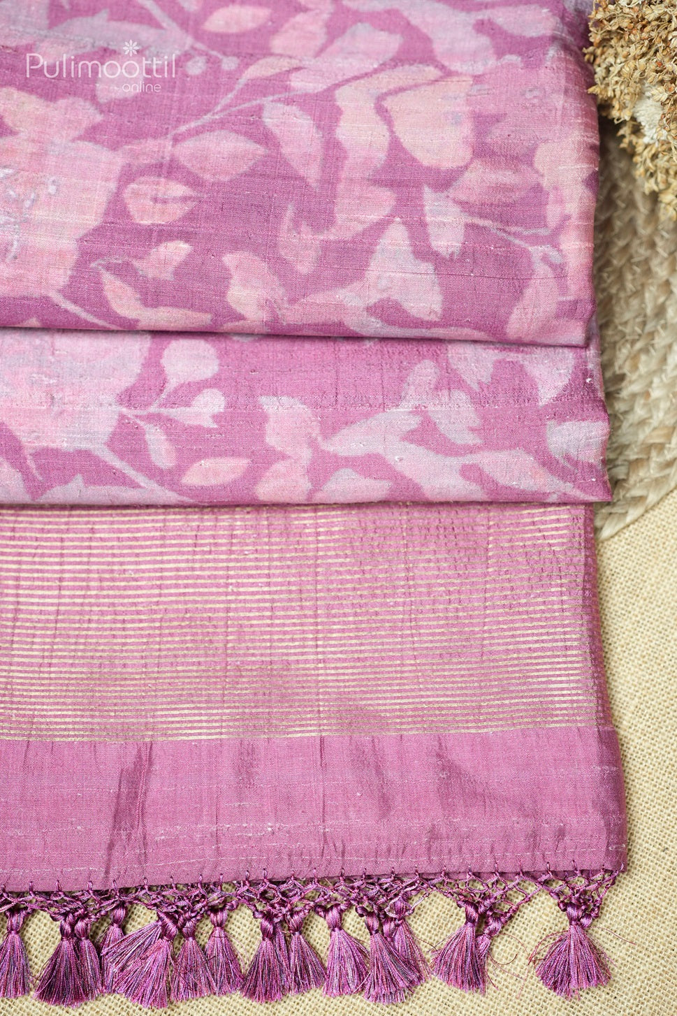 Onion Pink Colour Jute Silk Saree
