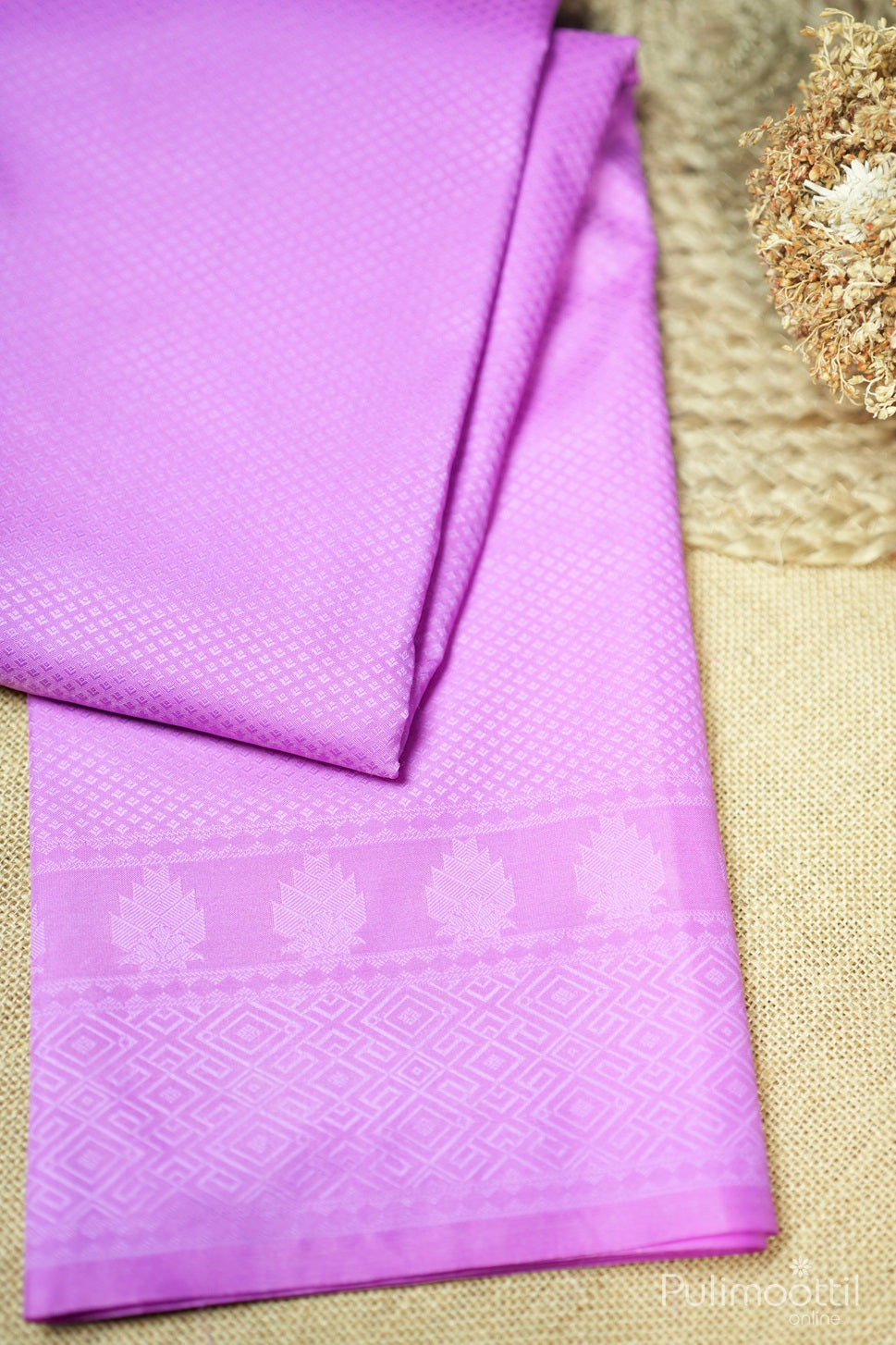 Lavender Colour Soft Print Semi Silk Saree