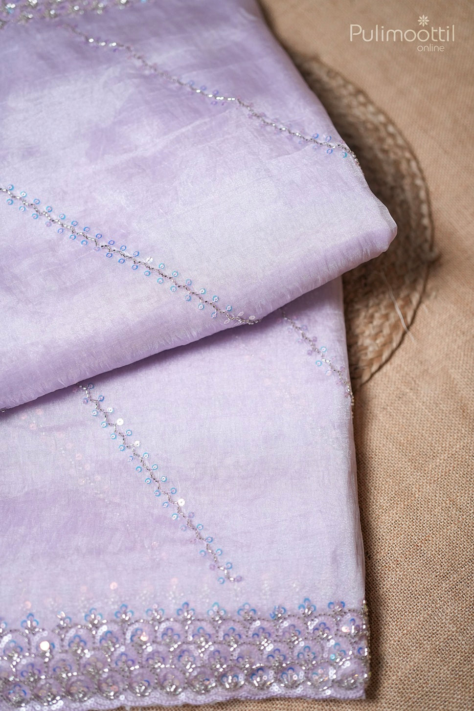 Lavender Colour Organza Fancy Saree