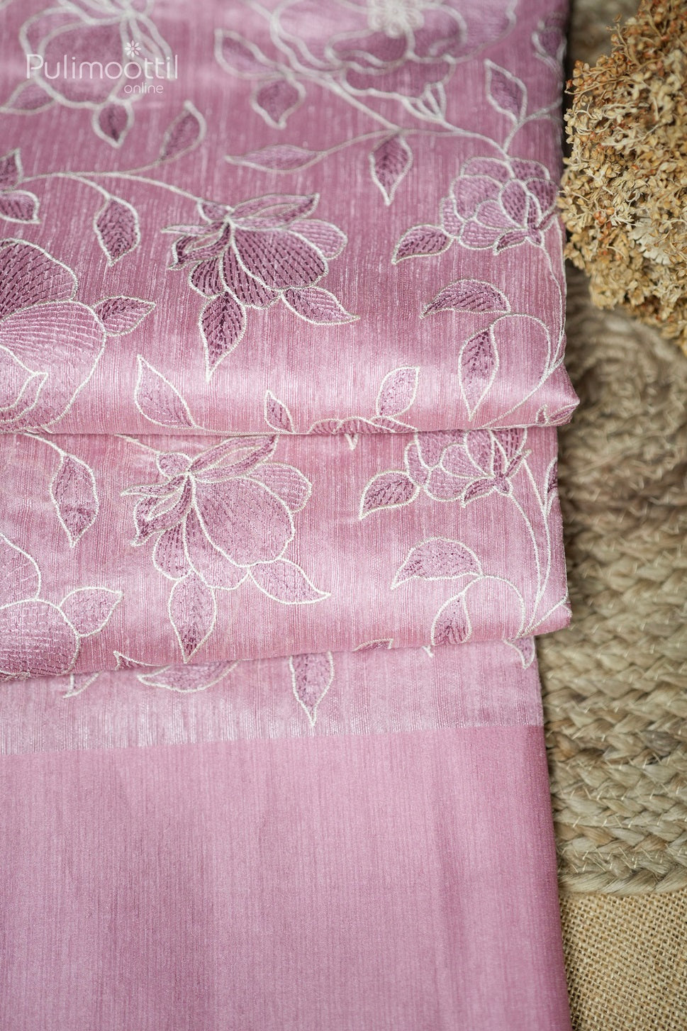 Pastel Onion Colour Jute Silk Saree