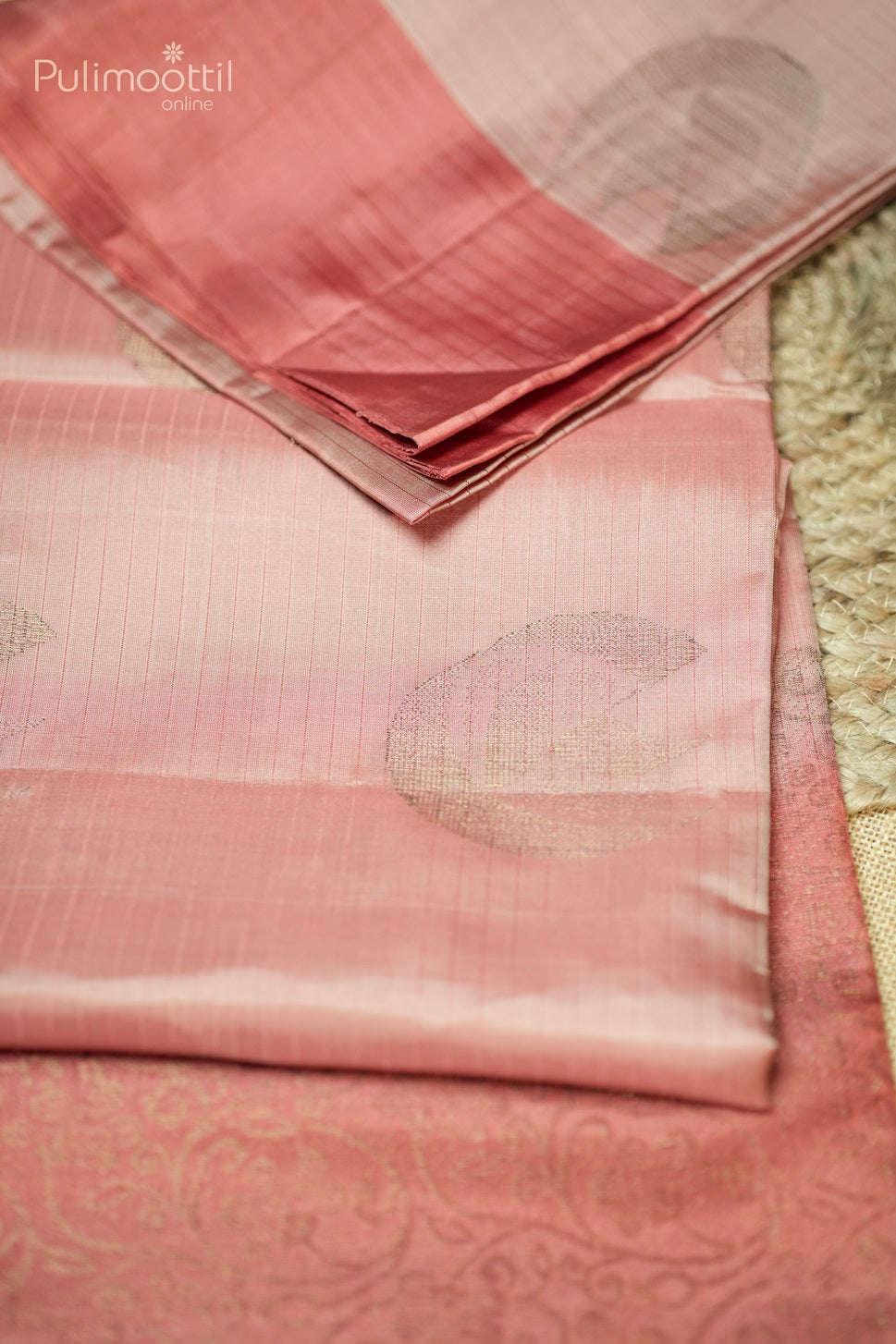 Floral Pastel Peach Colour Kanchipuram Saree