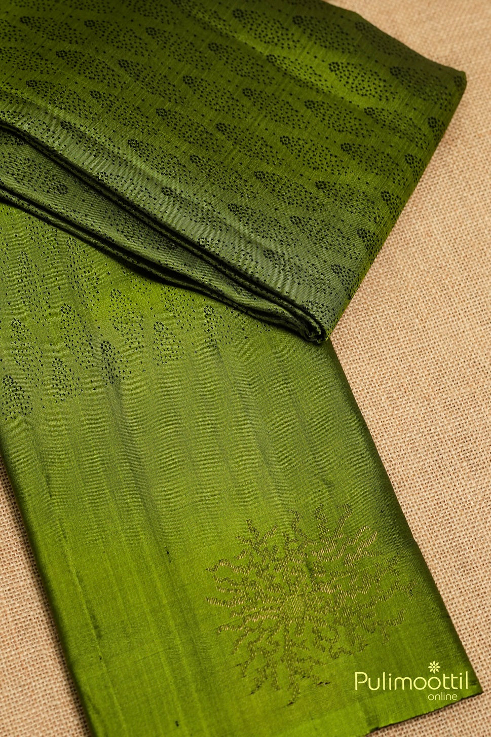 Light Olive Green Colour Kanchipuram Soft Silk Saree