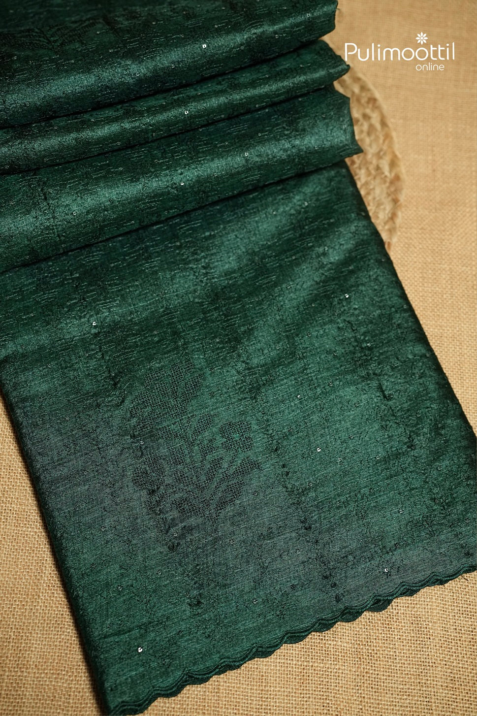 Bottle Green Colour Tussar Silk Saree
