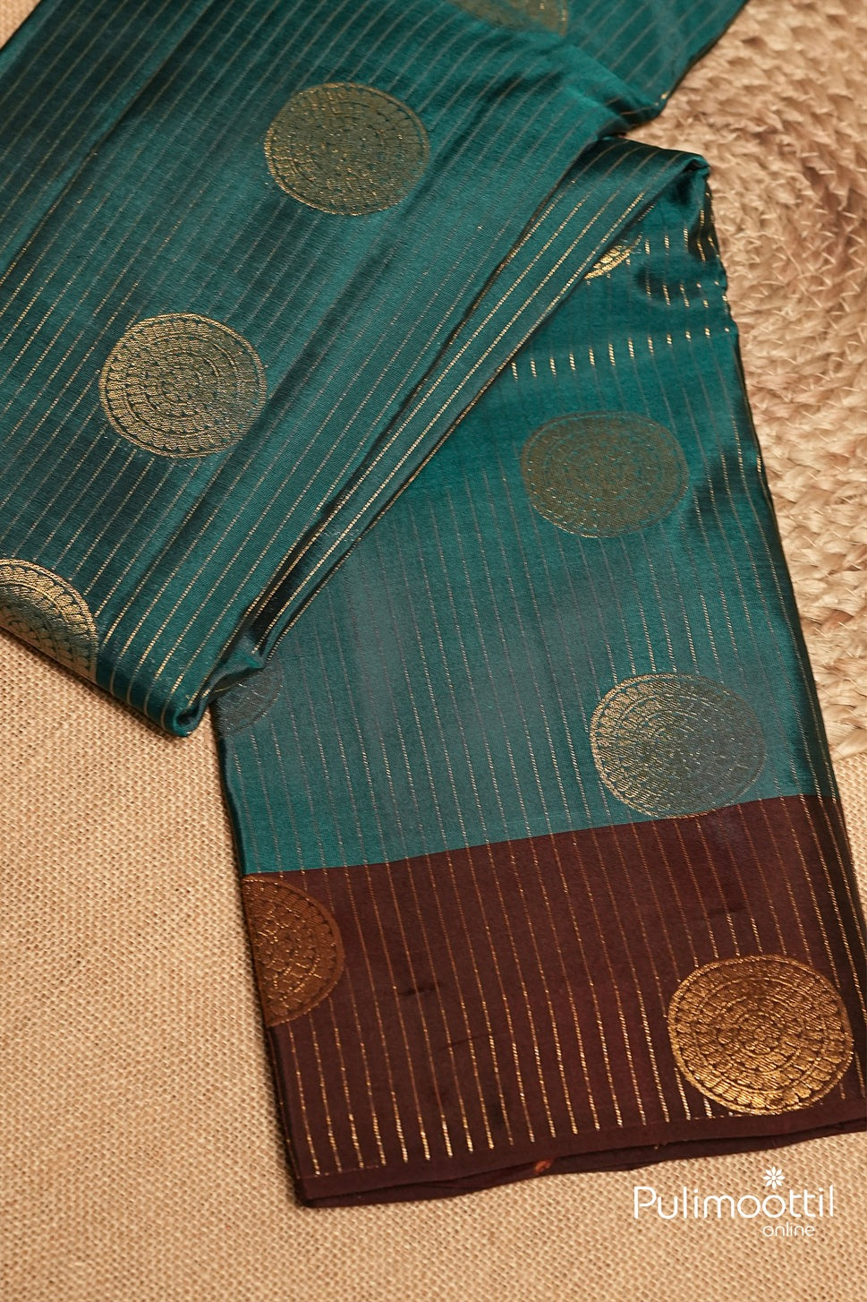 Peacock Blue Colour Kanchipuram Soft Silk Saree