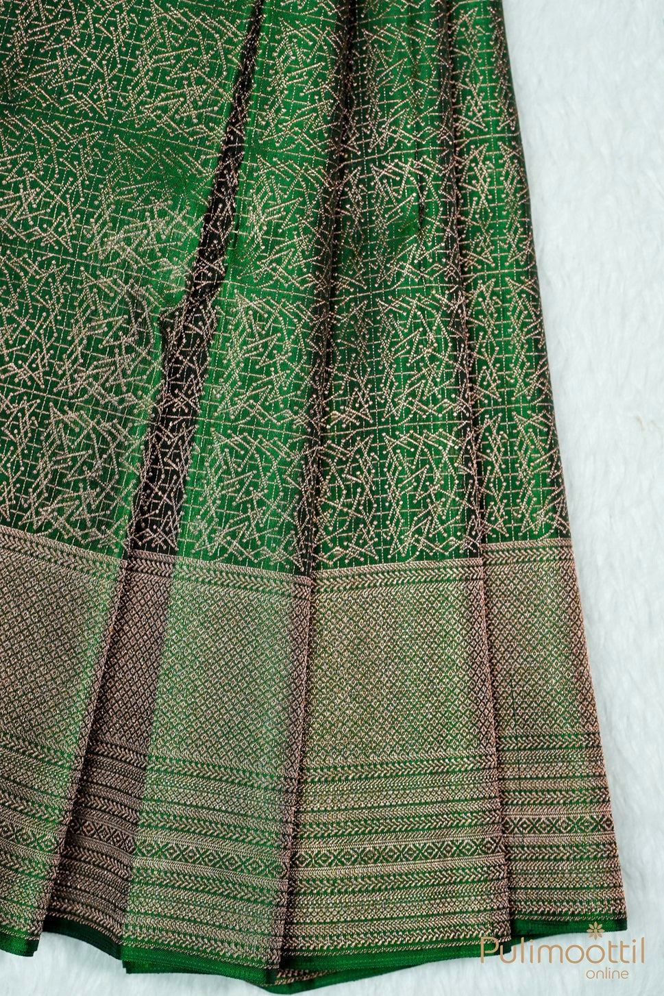 Indian Green Colour Pure Kanchipuram Silk Saree.