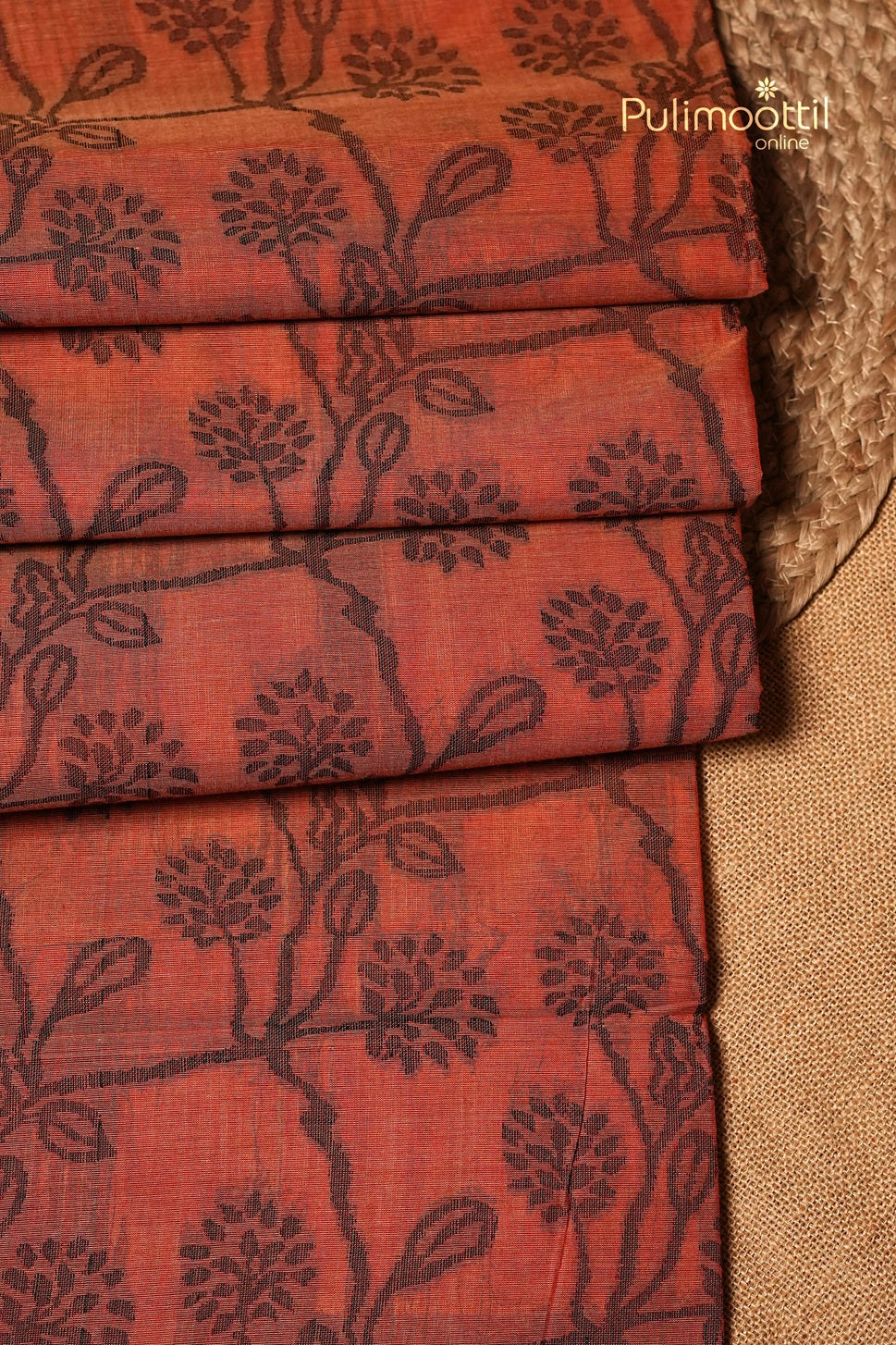 Bird Red Colour Cotton Saree