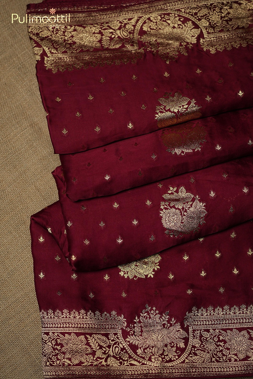 Maroon Colour Satin Crepe Banarasi Saree