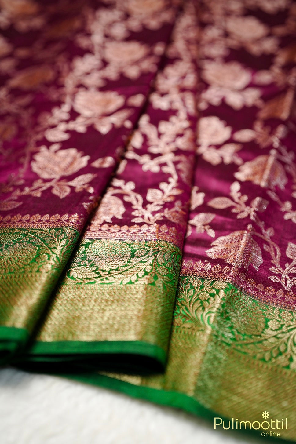 Wine Shade Chiniya Silk Saree.