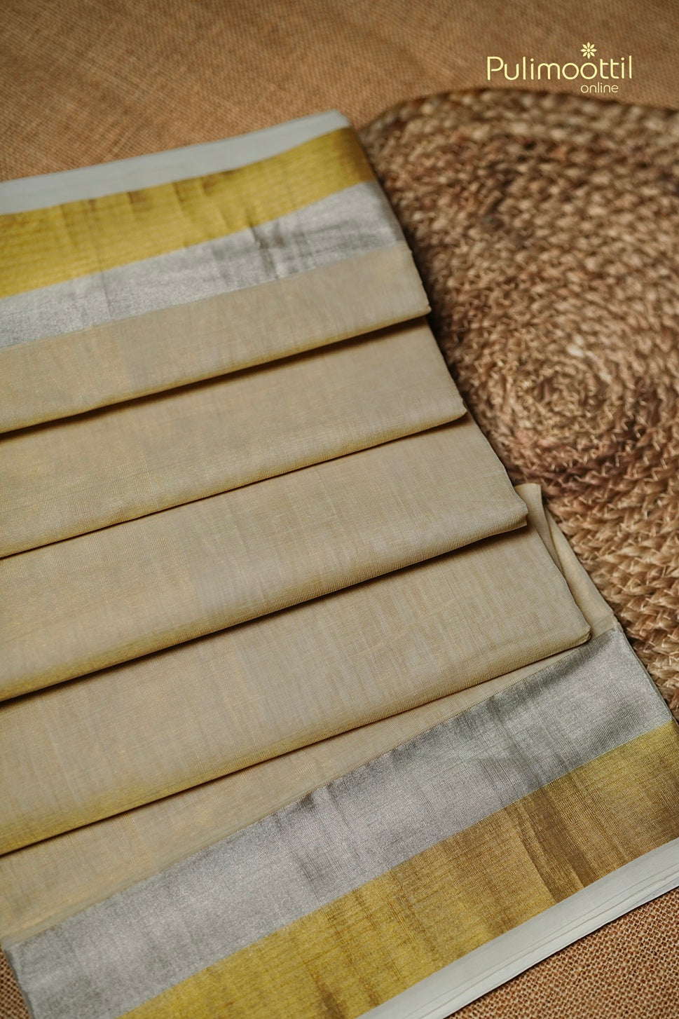 Kerala Traditional Golden Tissue Handloom Set Saree