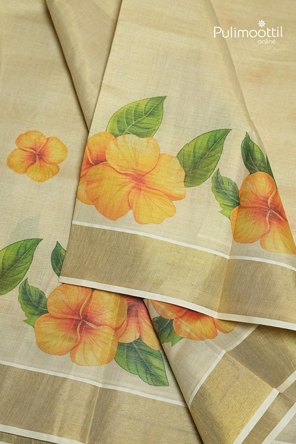 Kerala Traditional Golden Tissue Set Saree