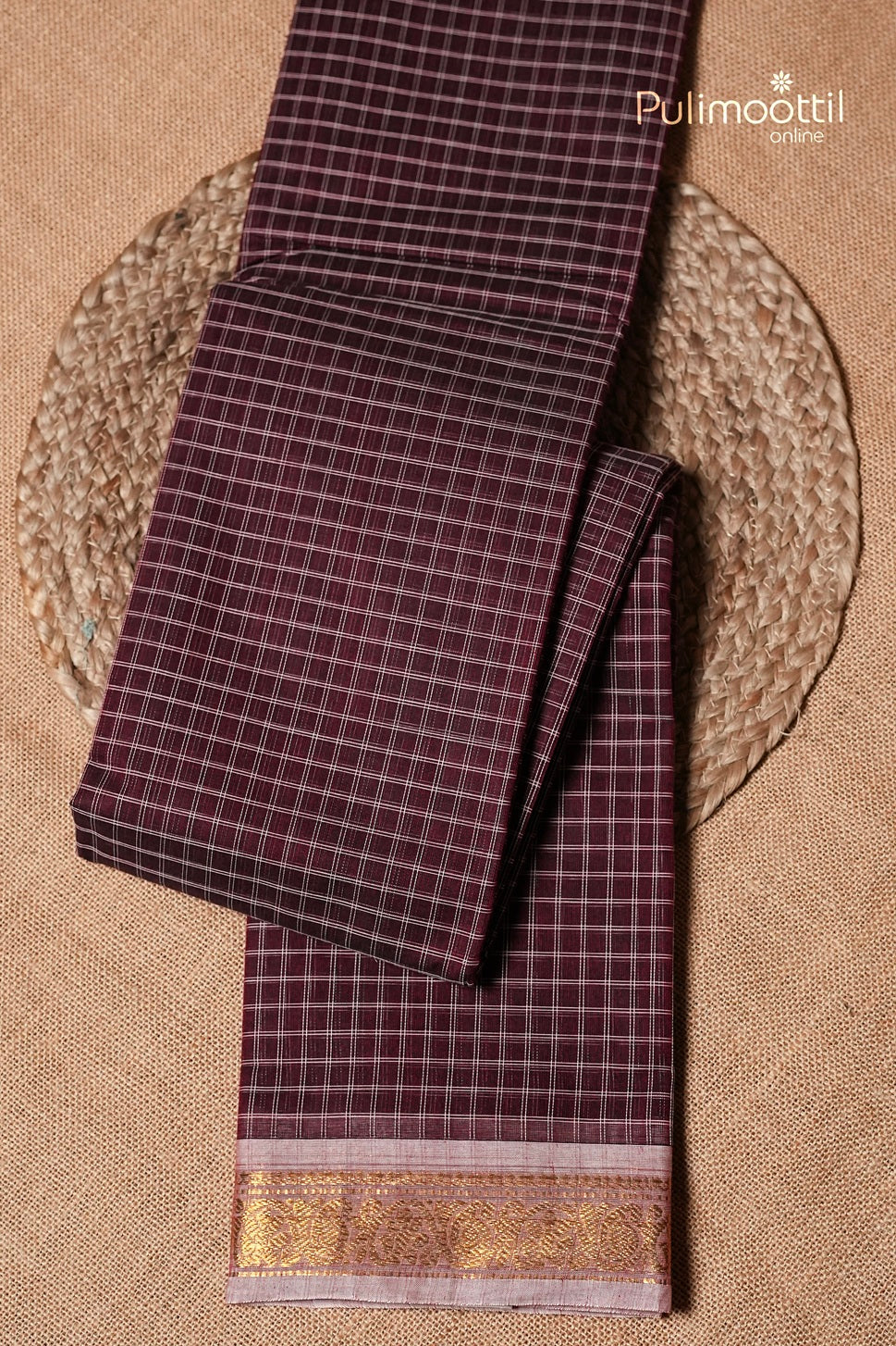 Maroon Colour Cotton Saree