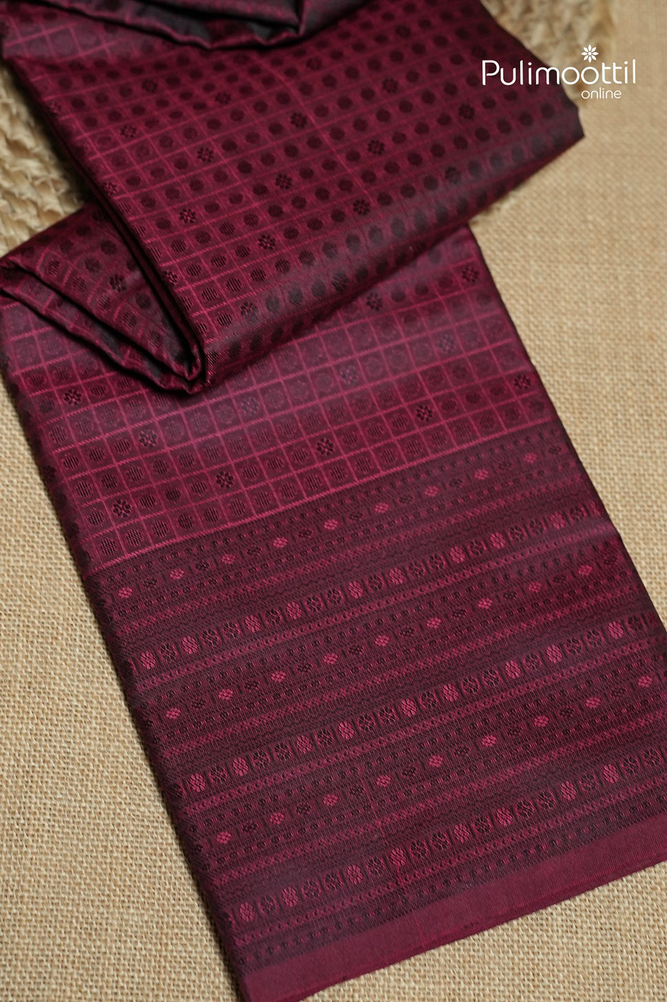 Wine Colour Kanchipuram Self-Design Saree
