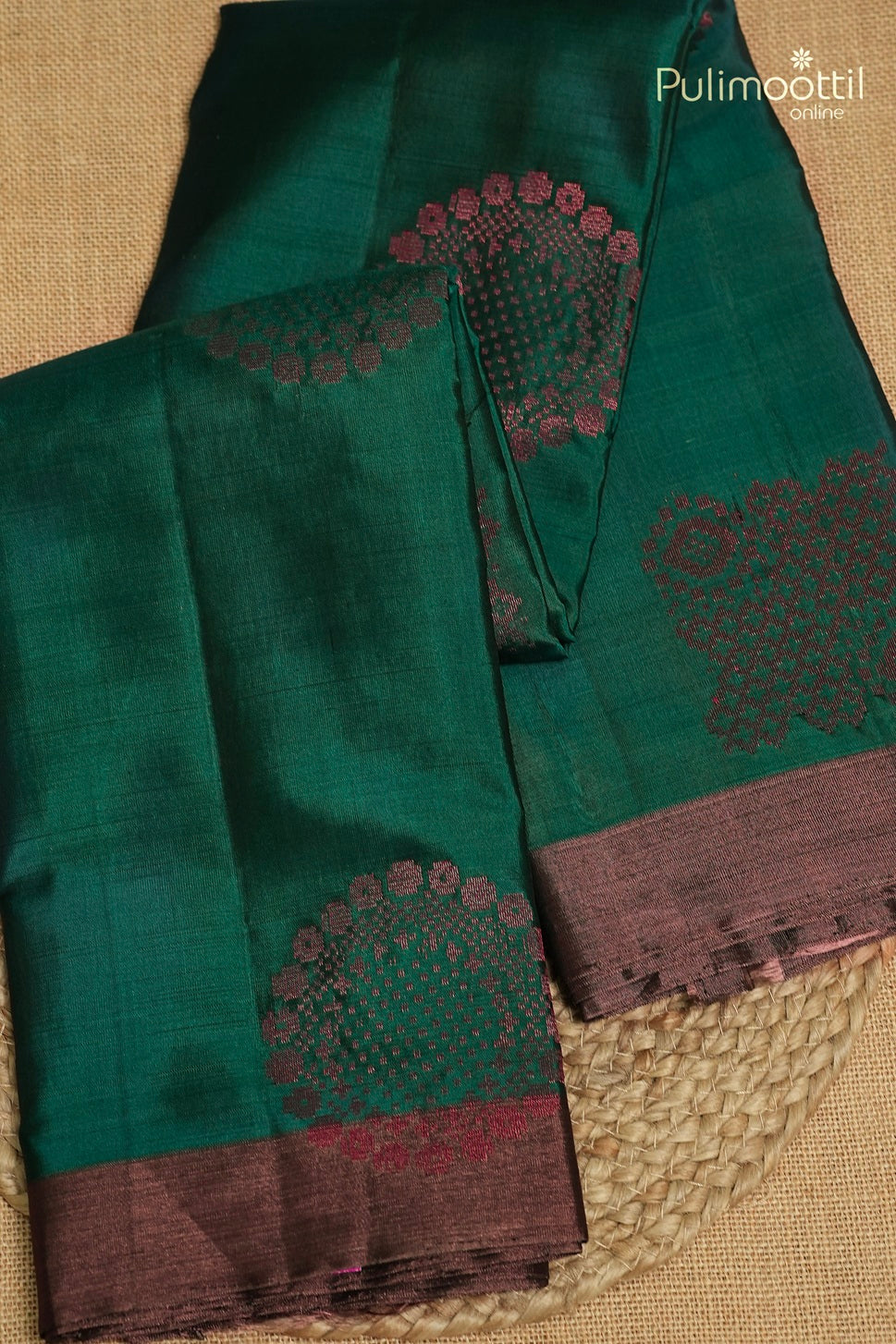 Dark Peacock Green Colour Kanchipuram Soft Silk Saree