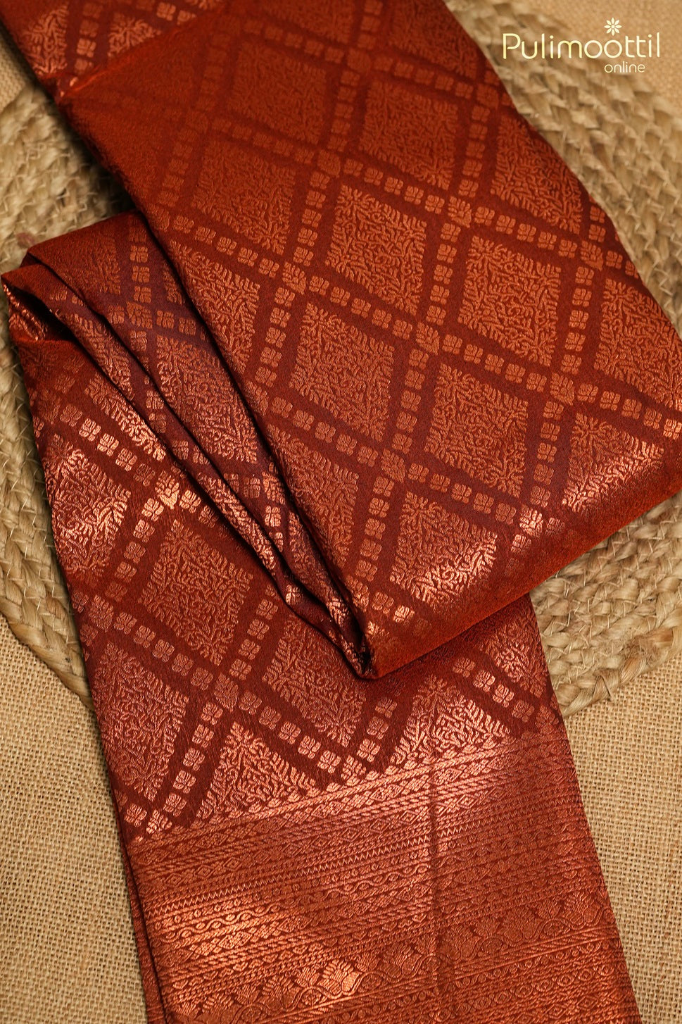 Rusty Red Colour Kanchipuram Brocade Saree