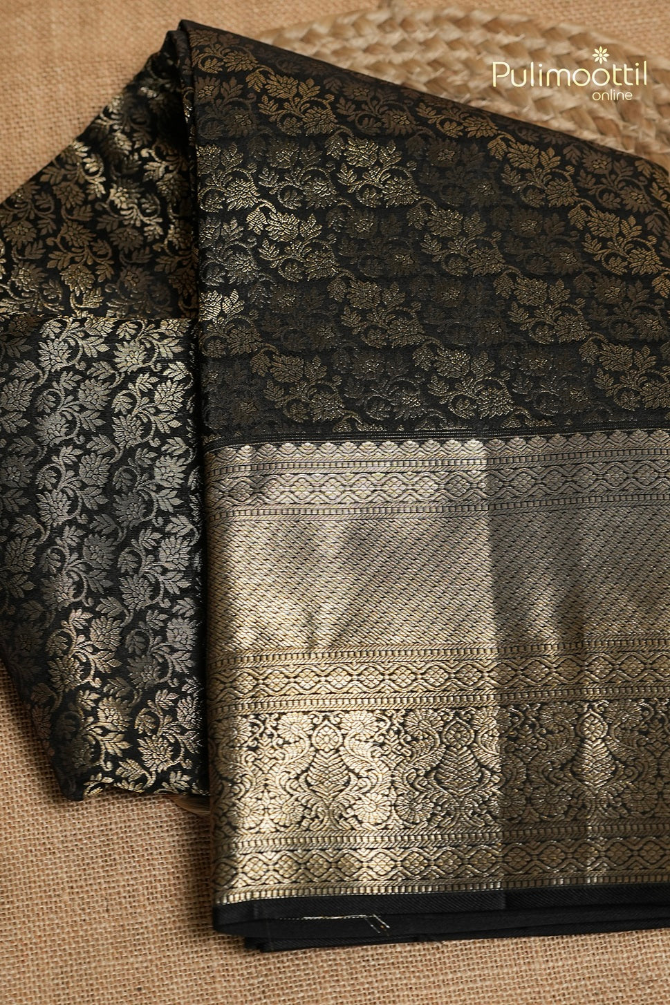 Black Colour Kanchipuram Designer Saree