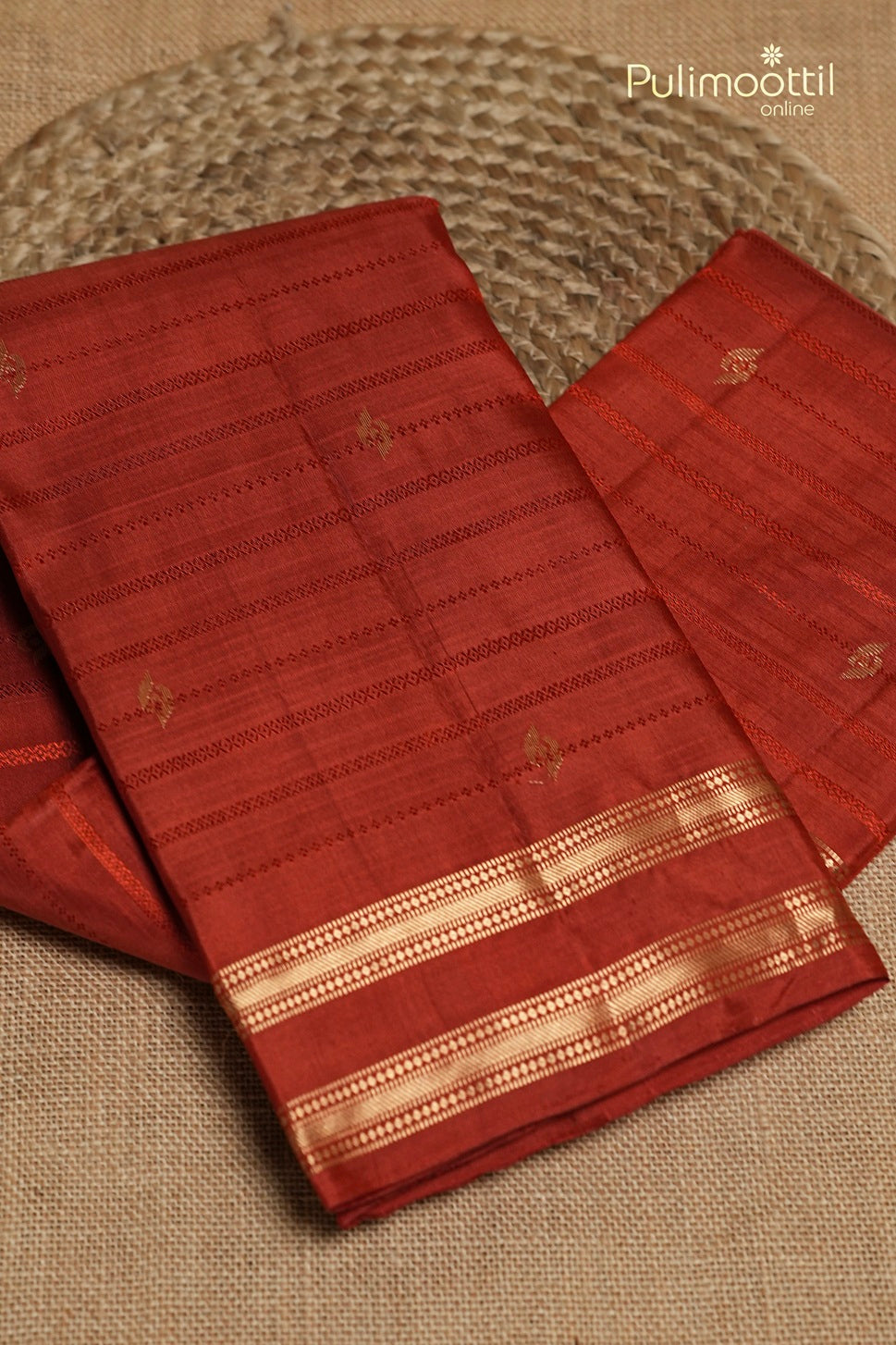 Brick Red Colour Kanchipuram Designer Saree