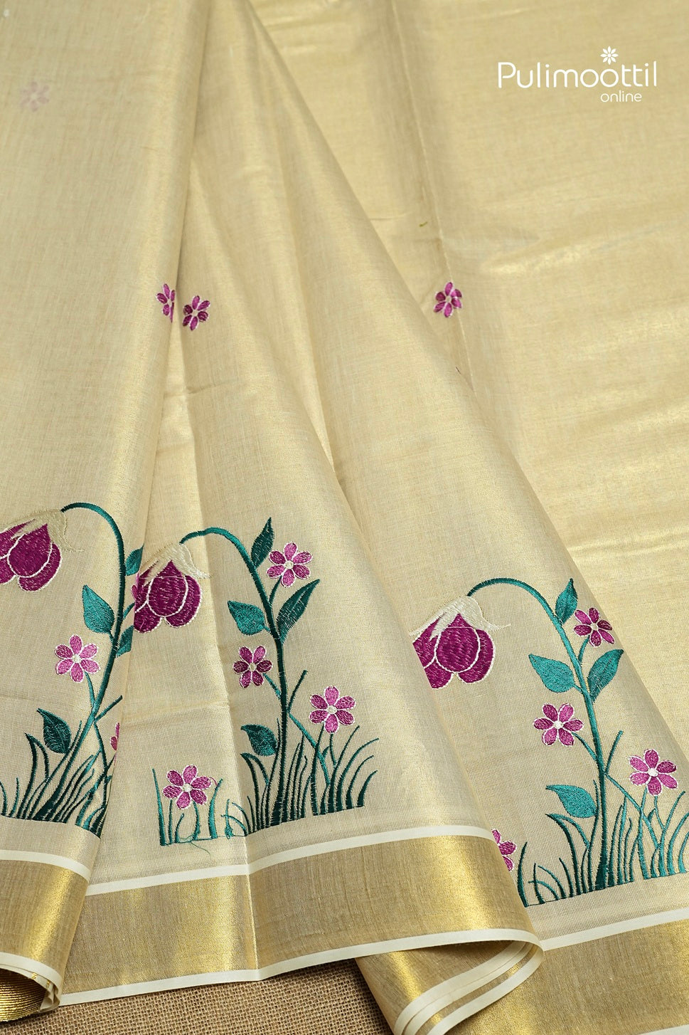 Kerala Traditional Golden Tissue Set Saree