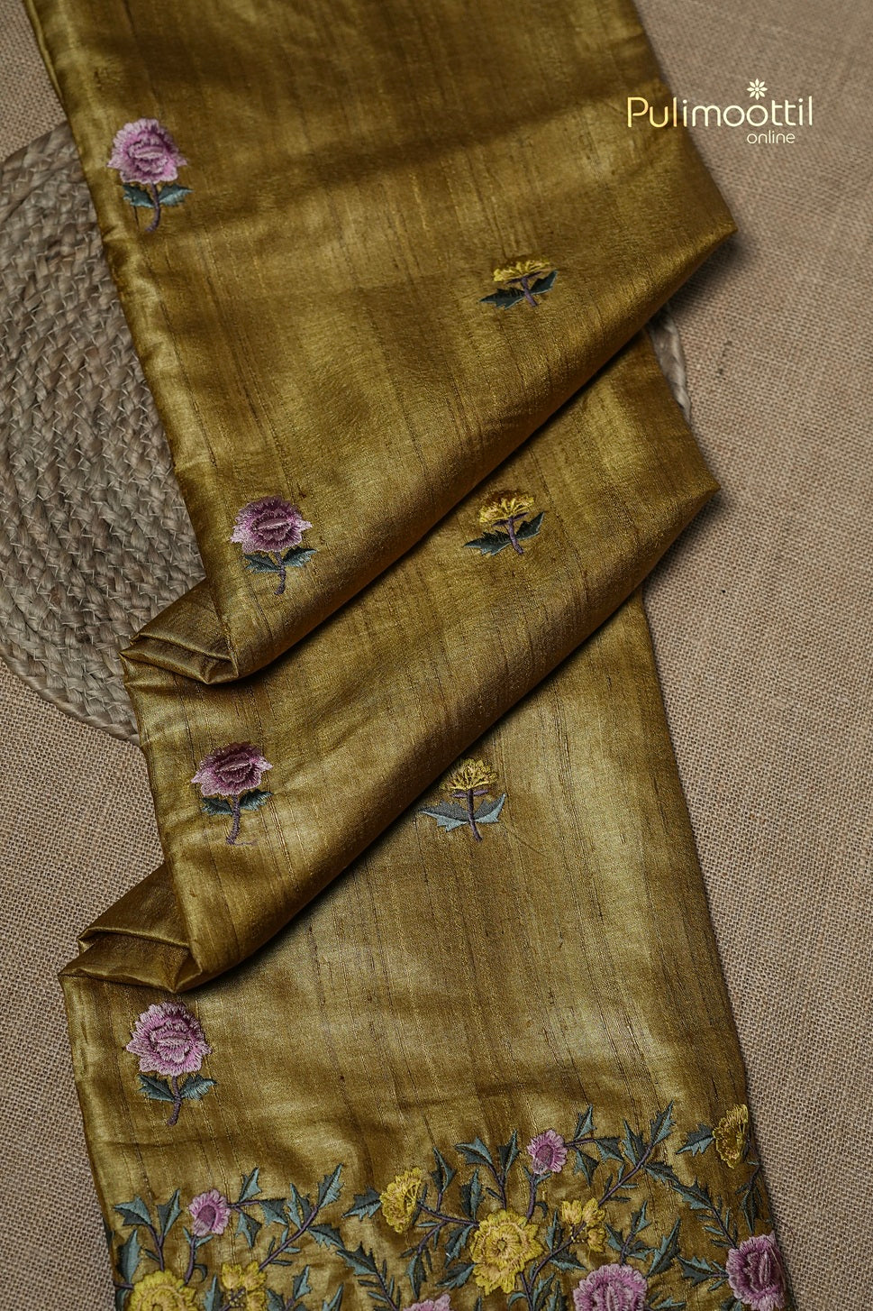 Golden Yellow Colour Jute Silk Saree