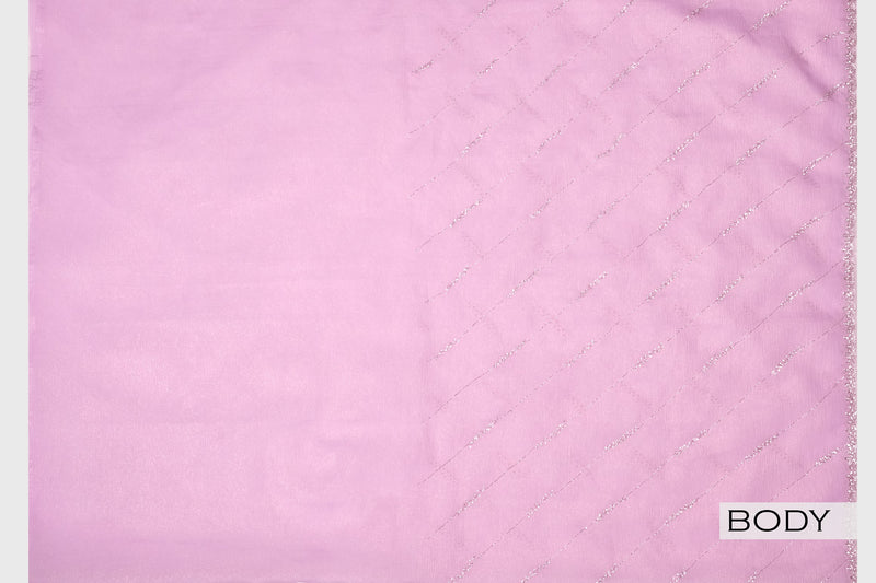 Lavender color crushed Organza saree.