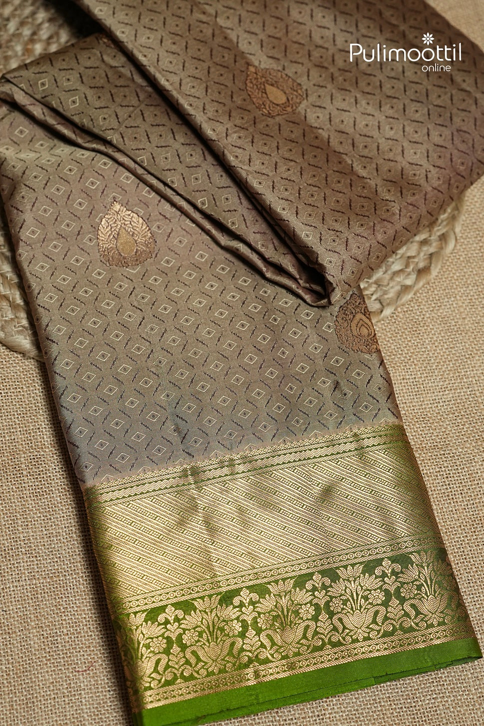 Chikoo Colour Kanchipuram Designer Saree