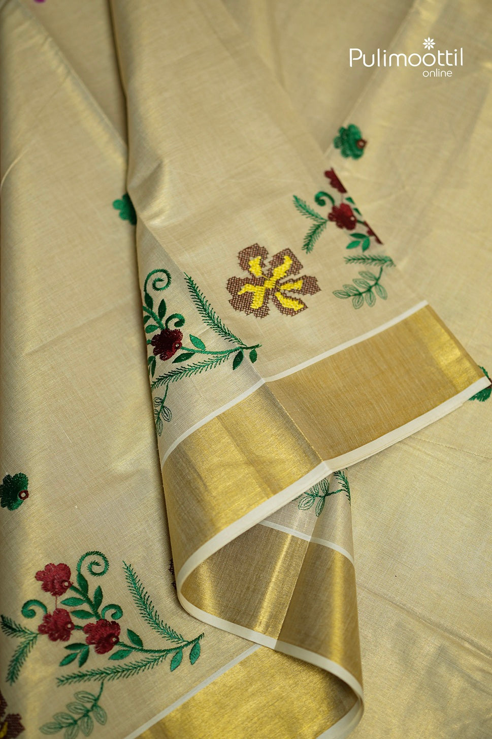 Kerala Traditional Golden Tissue Set Saree