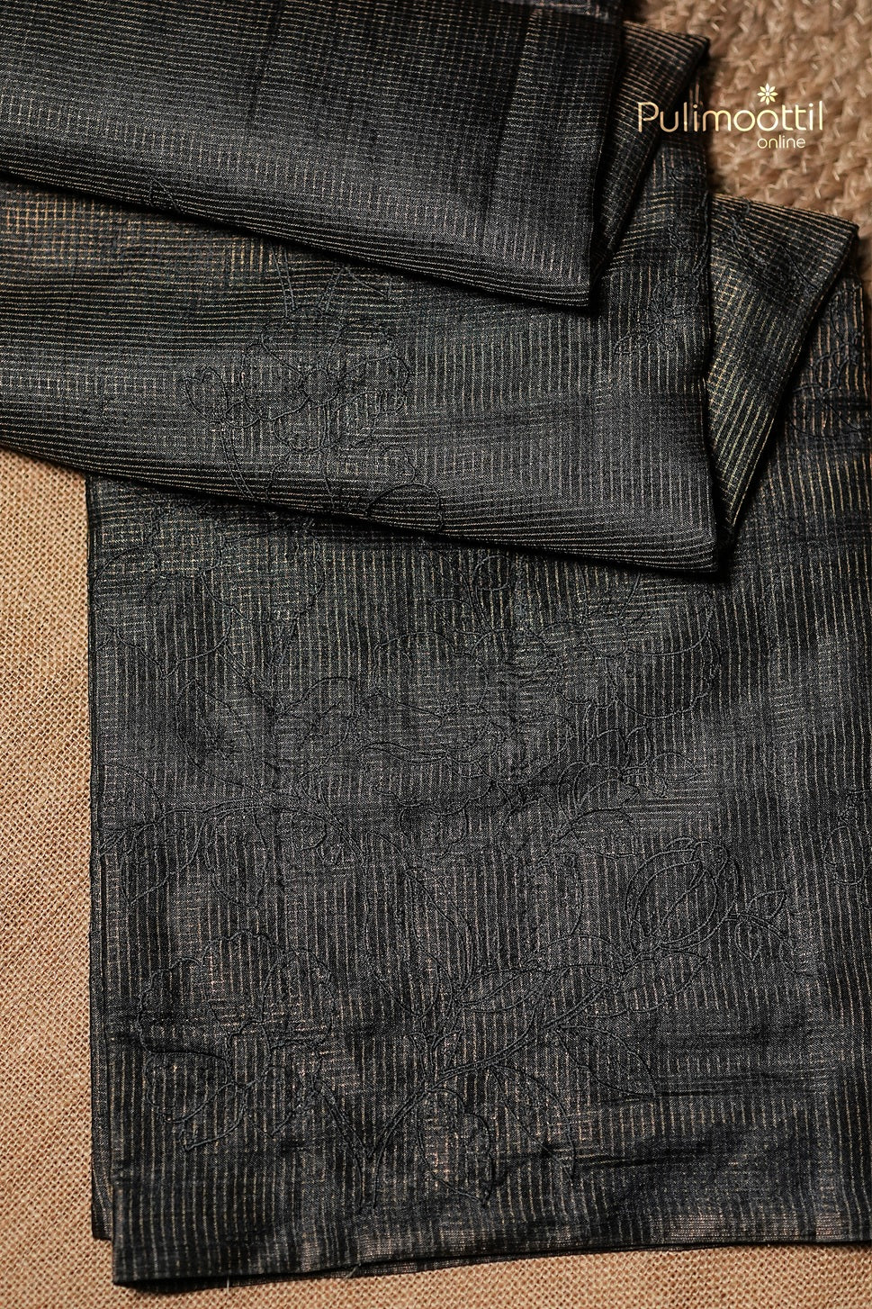 Black Colour Tussar Silk Saree