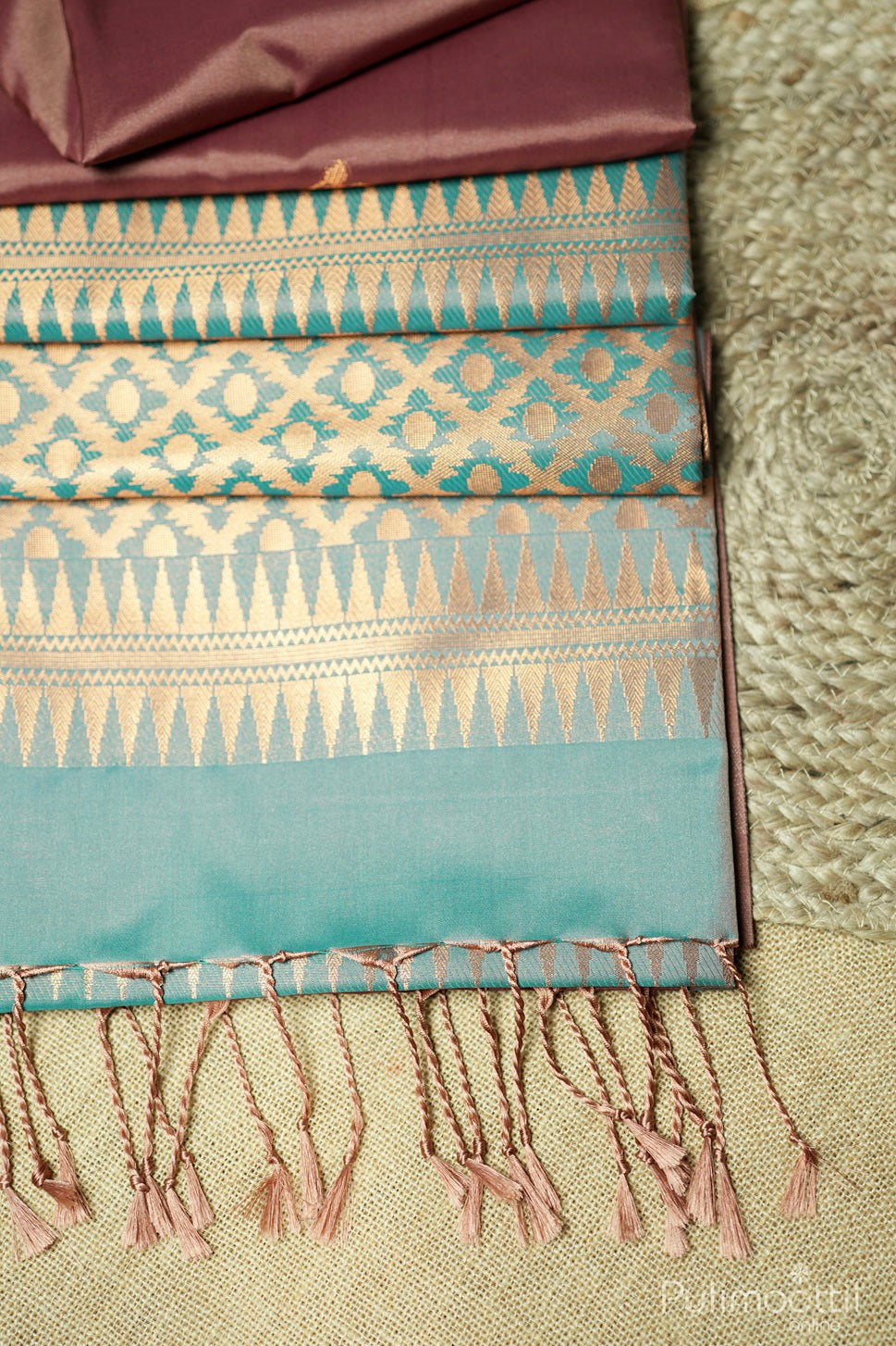 American Brown Colour Semi Silk Saree