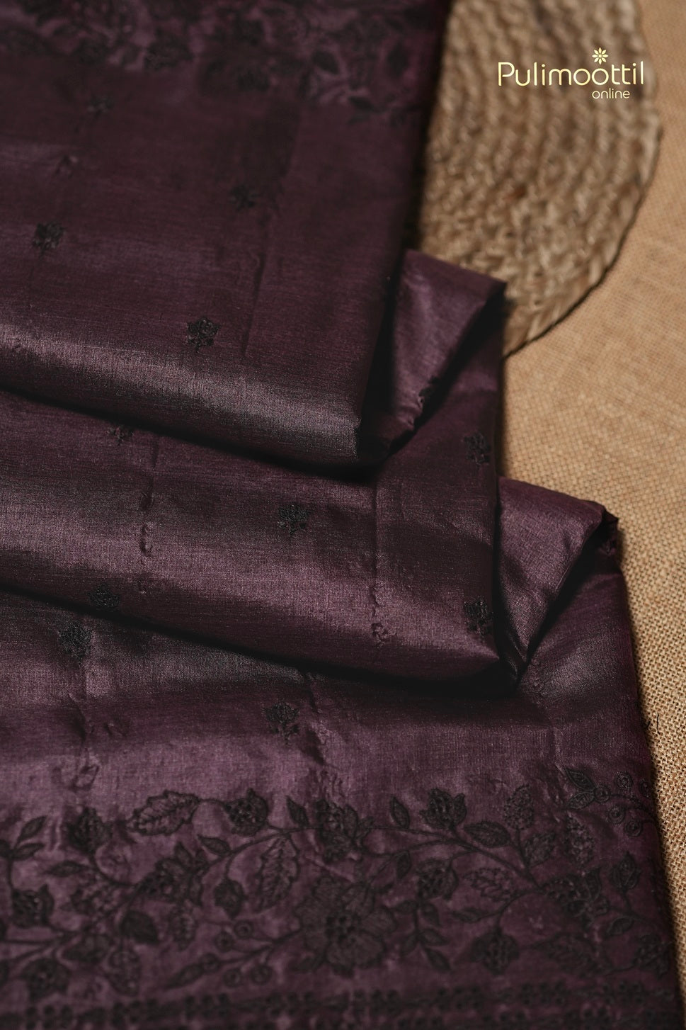 Wine Colour Tussar Silk Saree