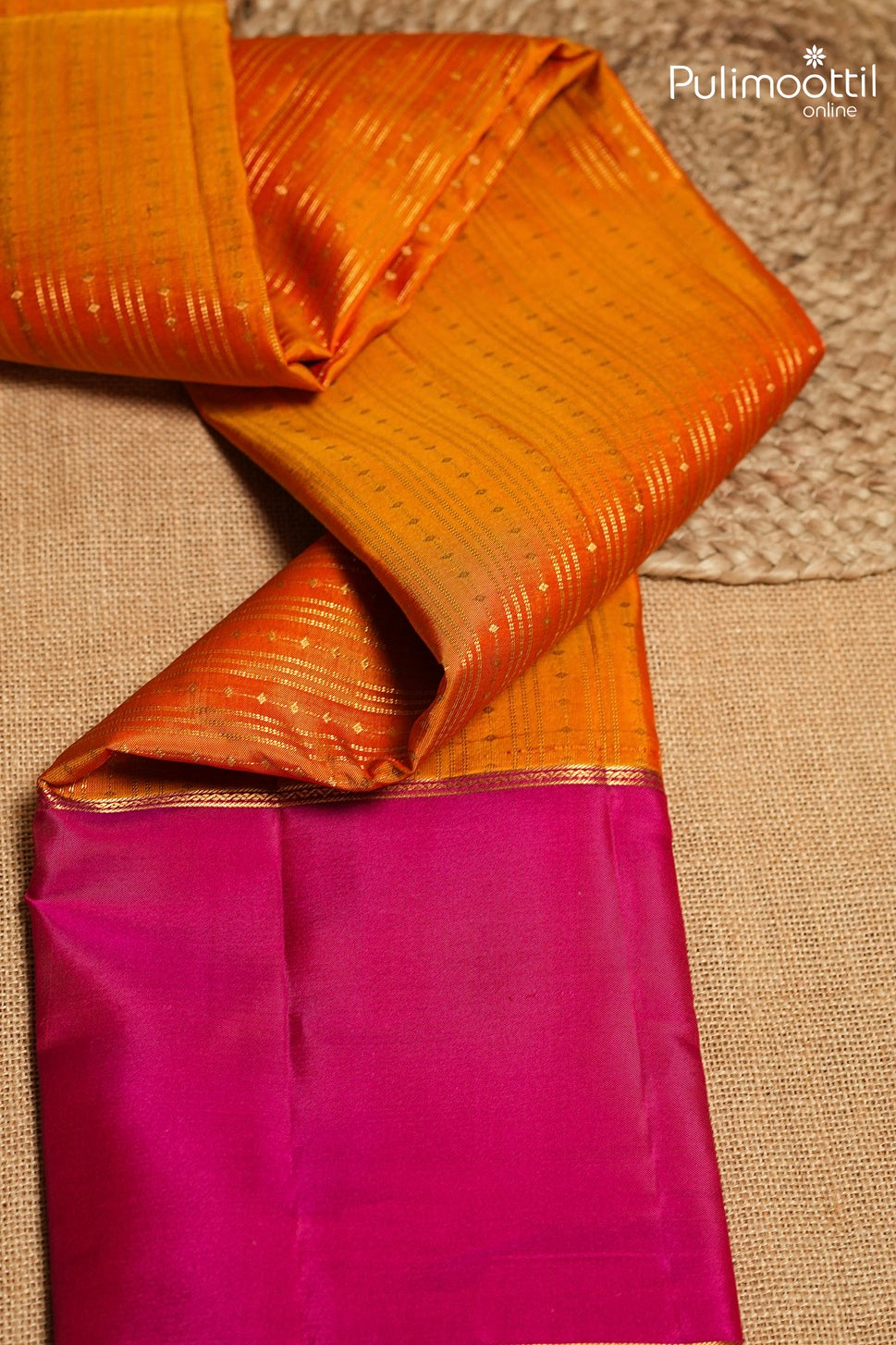 Dark Orange Colour Kanchipuram Soft Silk Saree