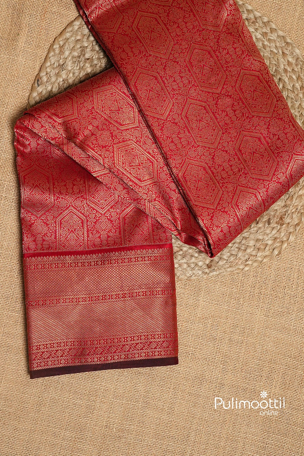 Chilli Red Colour Kanchipuram Brocade Wedding Saree