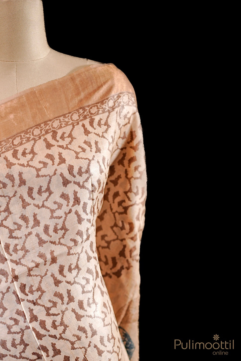 Pastel Chickoo Shade Tussar Silk Saree.