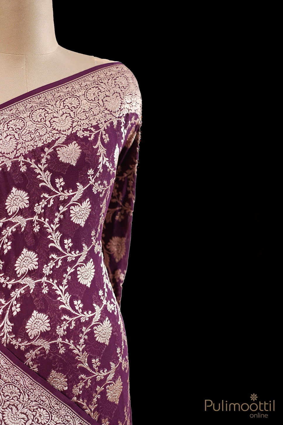 Purple Colour Georget Banarasi Saree.