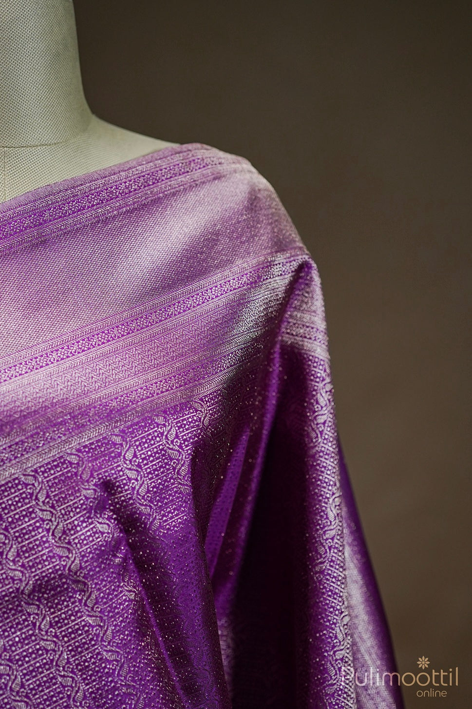 Violet Colour Kanchipuram Brocade Wedding Saree.