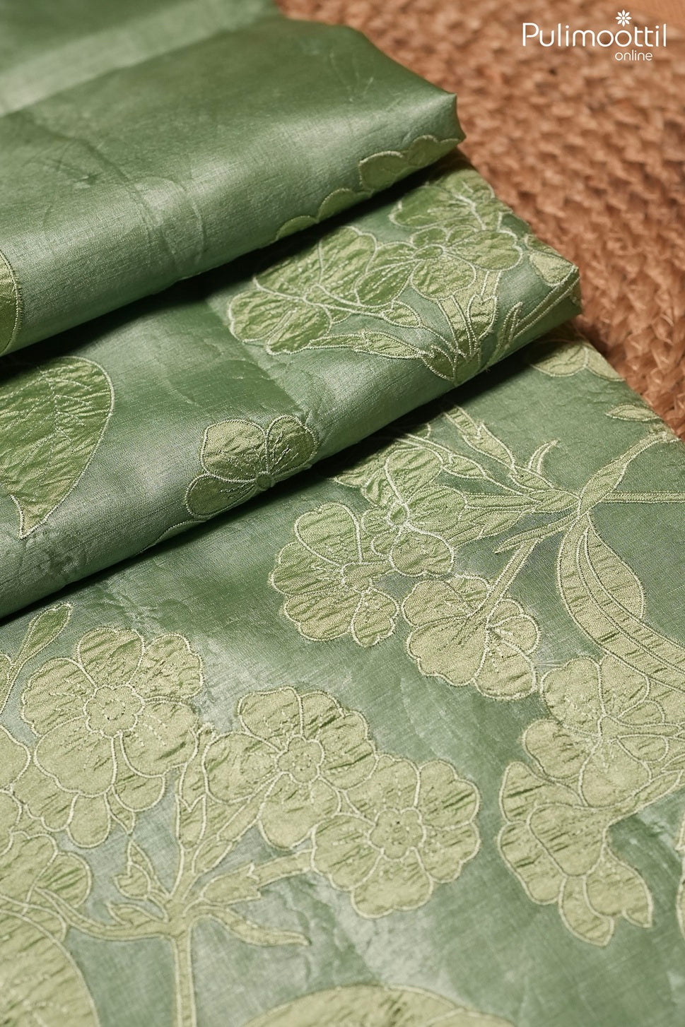 Pista green color Tussar silk saree