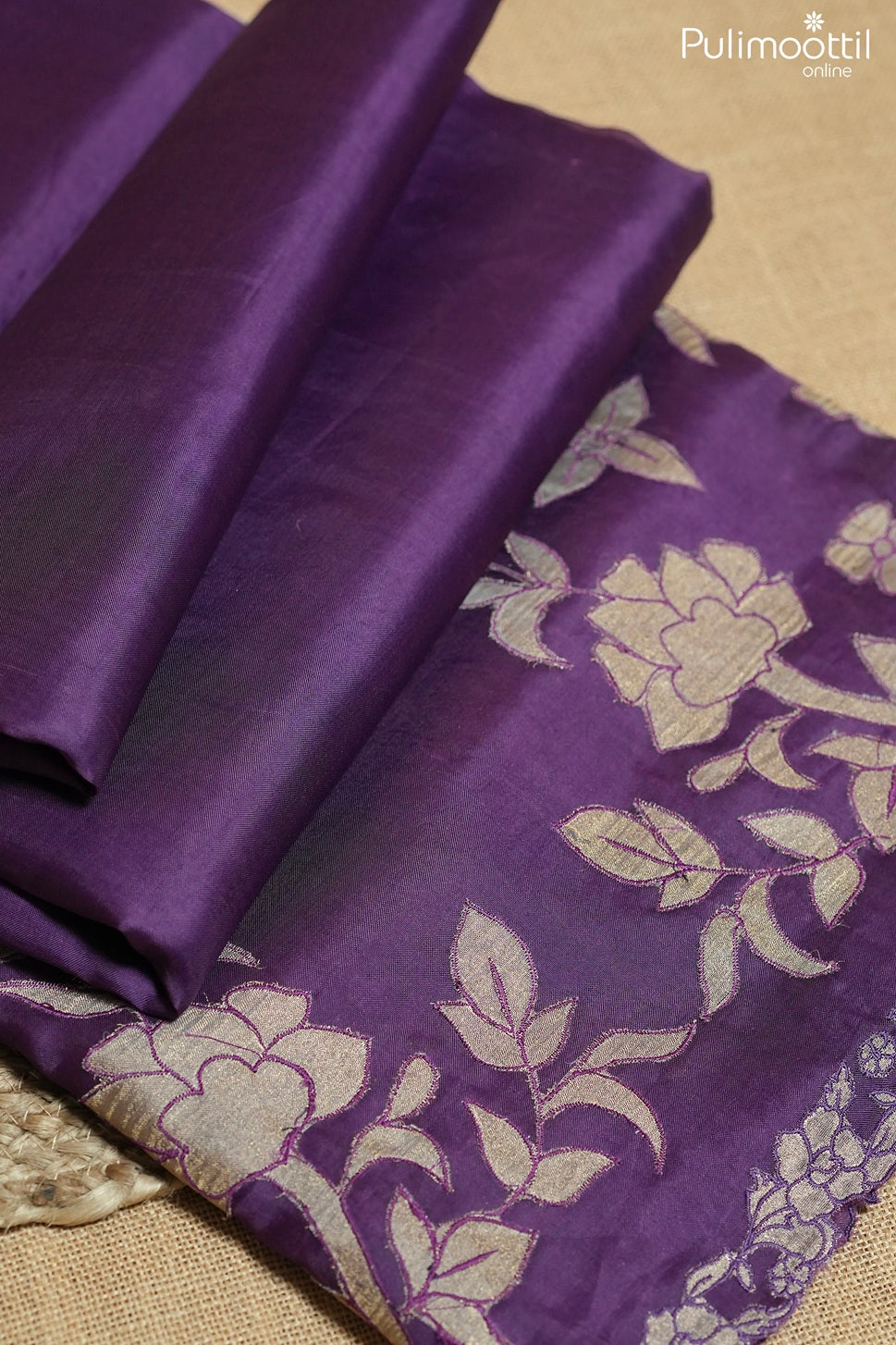 Dark violet color organza fancy saree