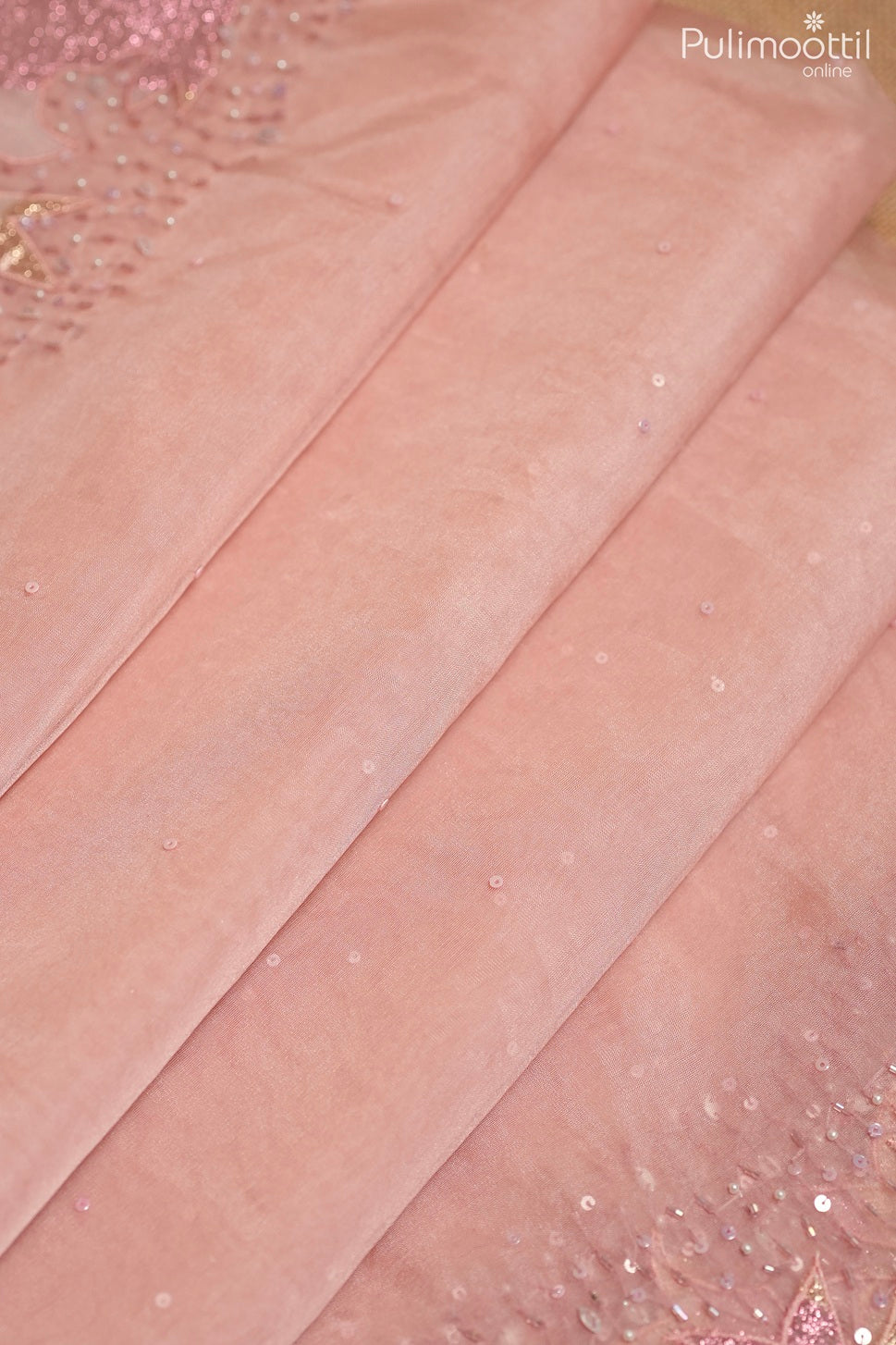Pinkish pink color organza fancy saree