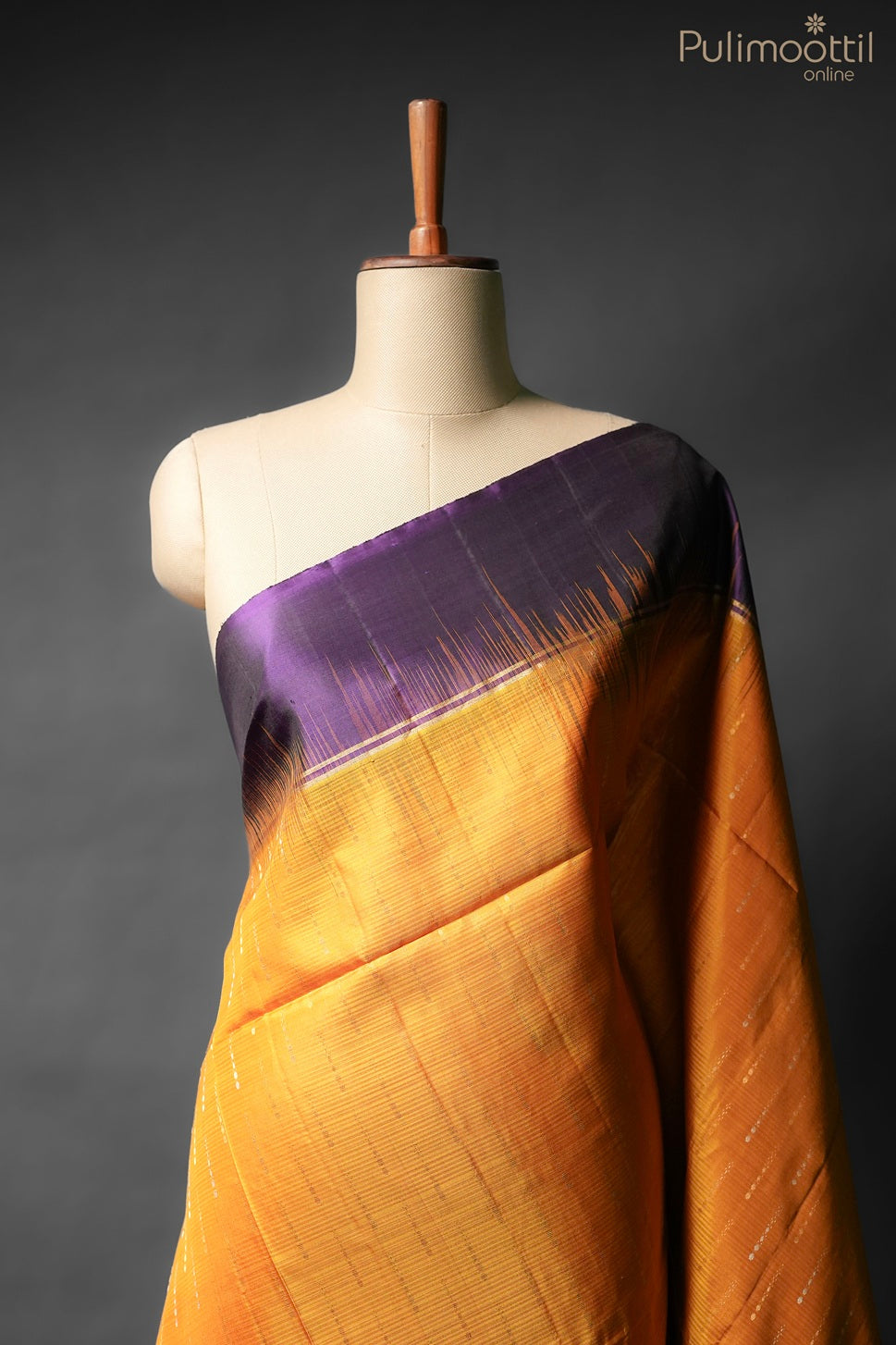 Mustard yellow color Kanchipuram soft silk saree