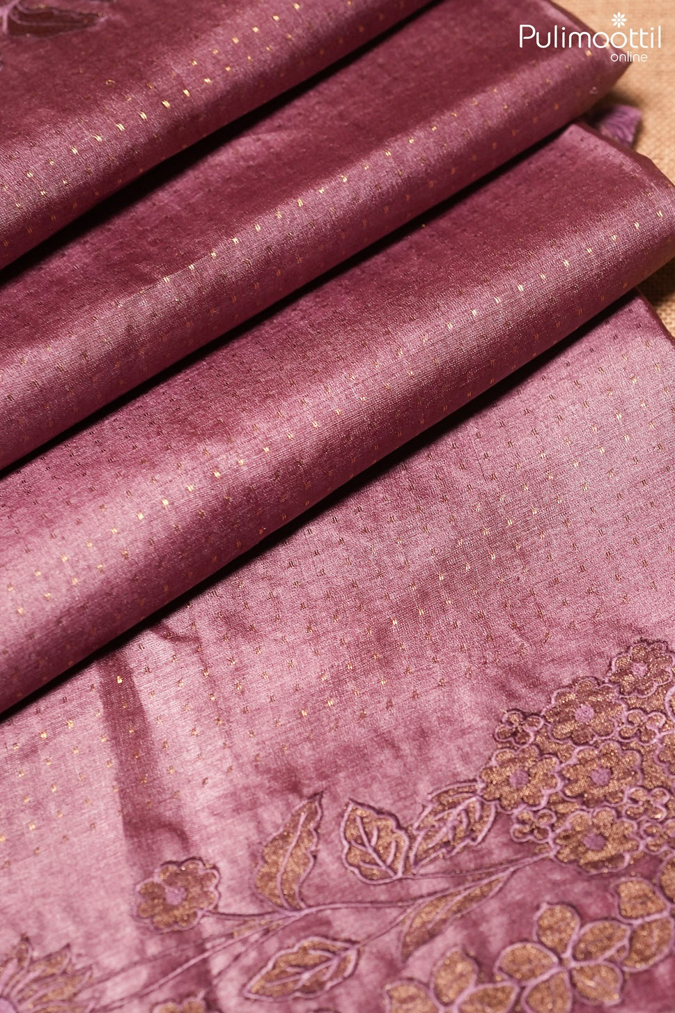 Dark onion color Tussar silk saree