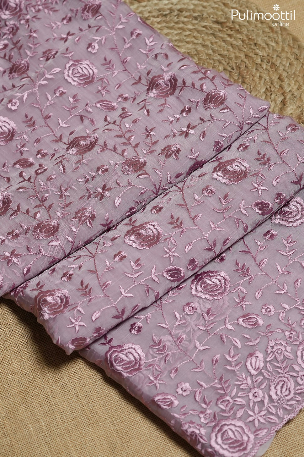 Light onion pink color crushed organza fancy saree