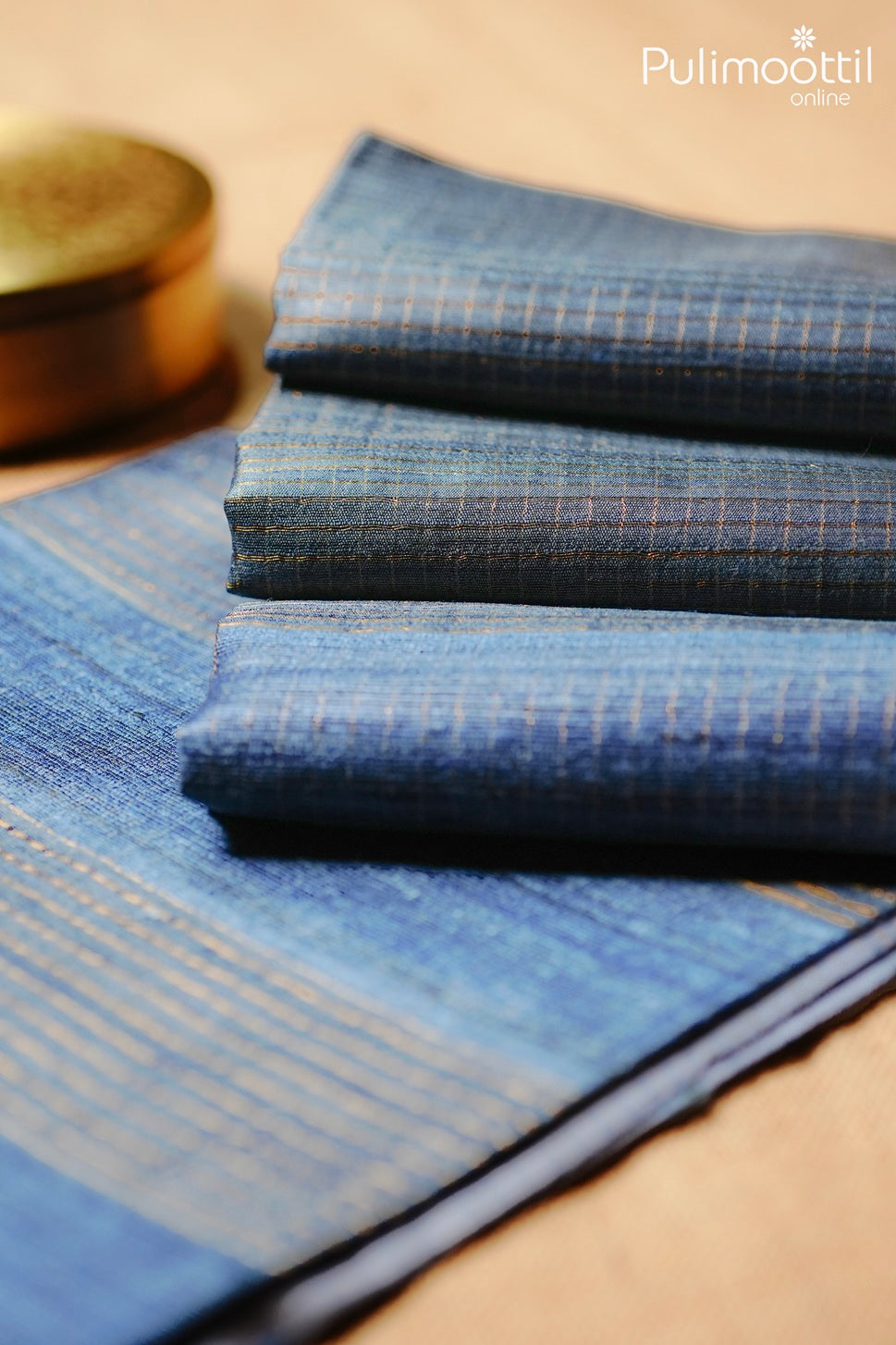 Blue grey color jute silk saree