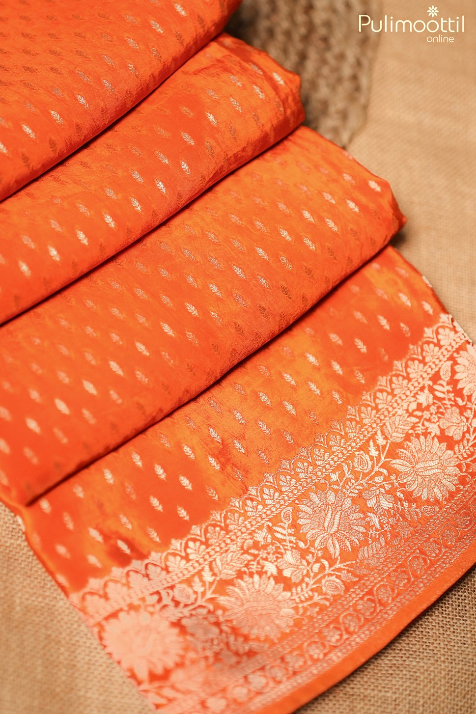 Orange color Banarasi saree